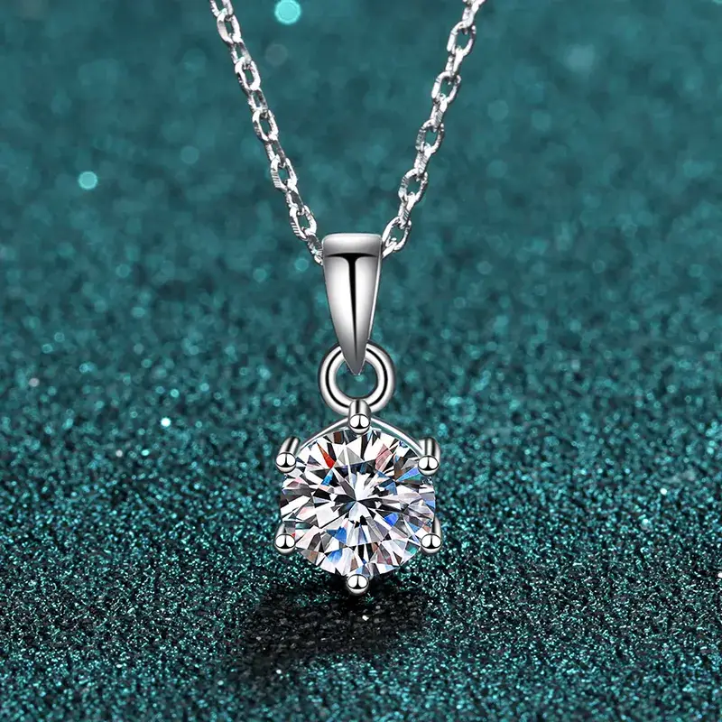 2 Ct Eternal Spark Sterling Silver Moissanite Pendant; Gra Certified; D Vvs1 : EternalSpark_2ct_MSN-011