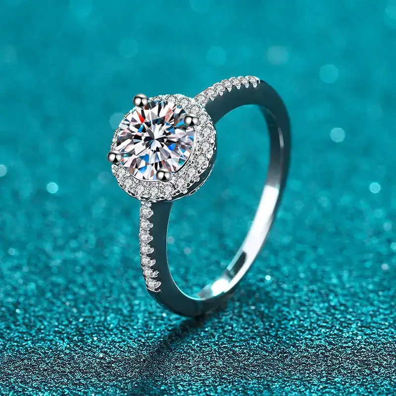 1 Ct Gra Certified Halo Moissanite Ring; D Vvs1 : BX167-J