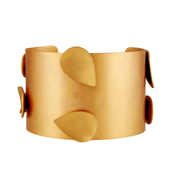 Gold Plated Plain Cuff With 7 Drops : H13130