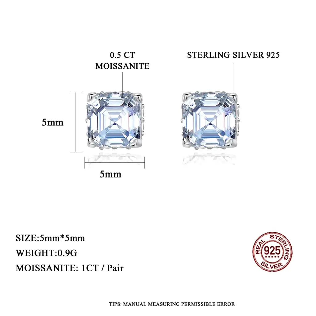 Gra Certified Radiant Royale Asscher Cut Silver Moissanite Pendant Set : RadianceRoyale_MSE22052407_MSN22052408