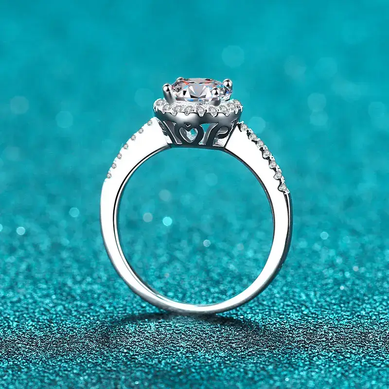 1 Ct Gra Certified Halo Moissanite Ring; D Vvs1 : BX167-J