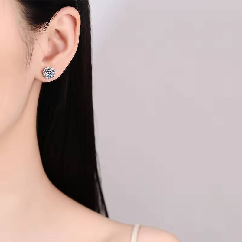 2 Ct / Pair Glimmer Guard Octagon Moissanite Stud Earrings D/Vvs1 : Octagon_Round_2ct