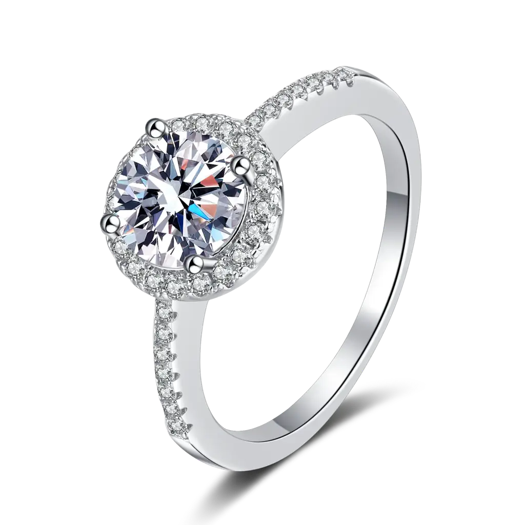 1 Ct Gra Certified Halo Moissanite Ring; D Vvs1 : BX167-J