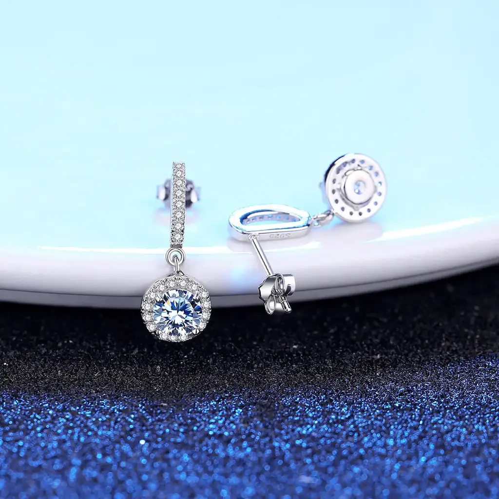1 Ct / Pair Twinkle Drop Dangles Moissanite Earrings; Gra Certified; S925 Sterling Silver : TwinkleDropDangles_1ct
