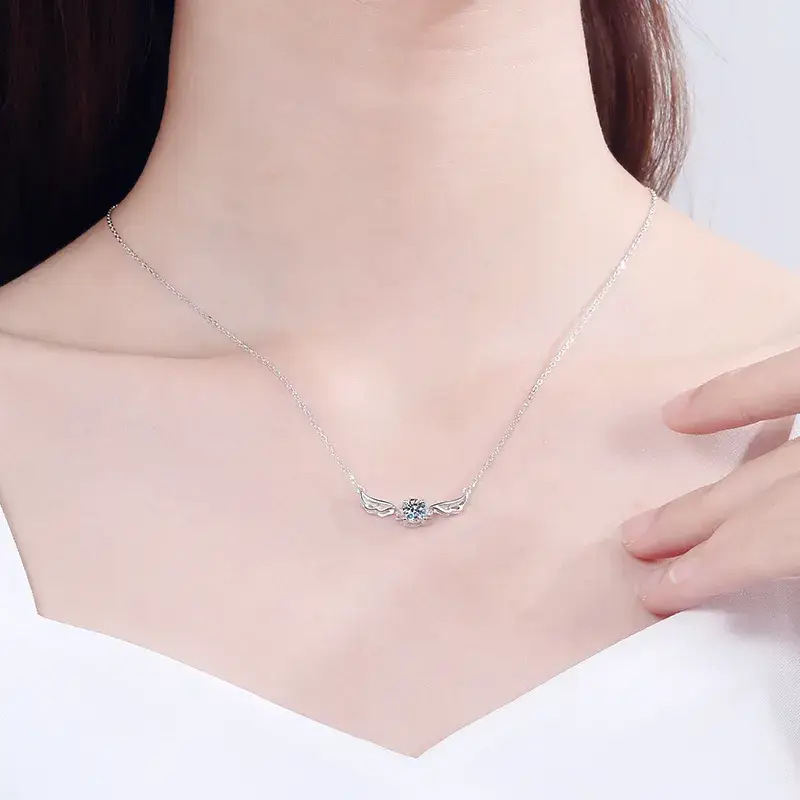0.5 Ct Celestial Wings Moissanite Pendant And A  Free Chain : CelestialWingsPendant_AZ089-X