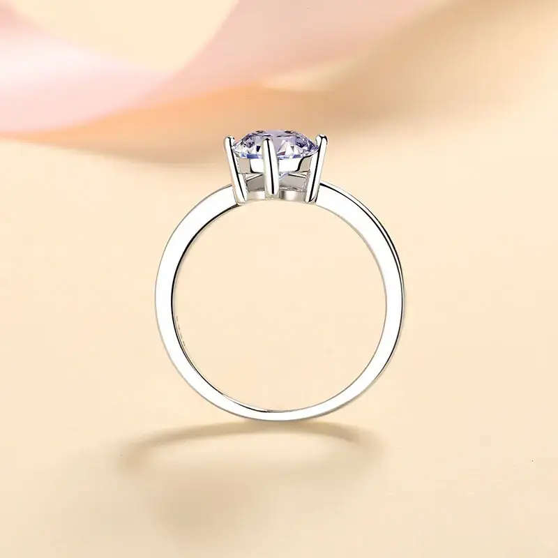 1 Ct Luxury Round Adjustable Moissanite Ring; Sterling Silver; Gra Certified; D Vvs1 : Ring_1ct_01