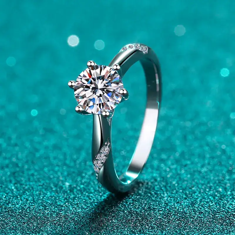 2 Ct Twinkle Vortex Moissanite Sterling Silver Ring; Gra Certified : BX074-J