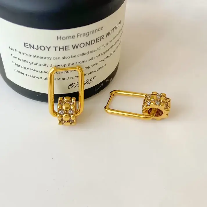 Detachable Pendant Gold Hoop Stainless Steel Transparent