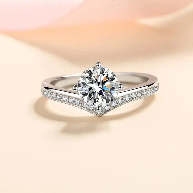 1 Ct Luxury Round Adjustable Moissanite Ring; Sterling Silver; Gra Certified; D Vvs1 : Ring_1ct_01