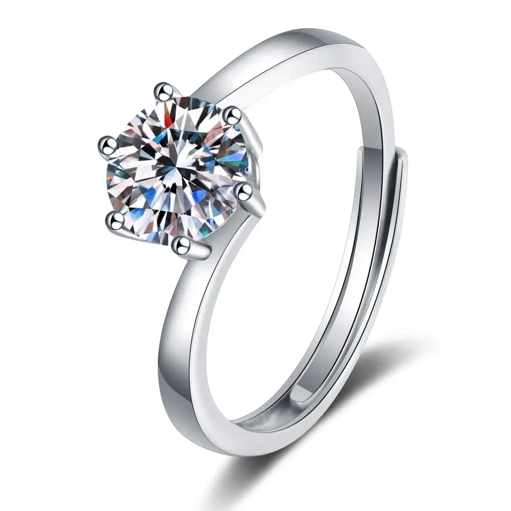 1 Ct Sparkle And Shine Solo Moissanite Sterling Silver Ring; Gra Certified; D Vvs1 : BX231-J