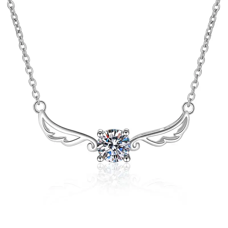 0.5 Ct Celestial Wings Moissanite Pendant And A  Free Chain : CelestialWingsPendant_AZ089-X
