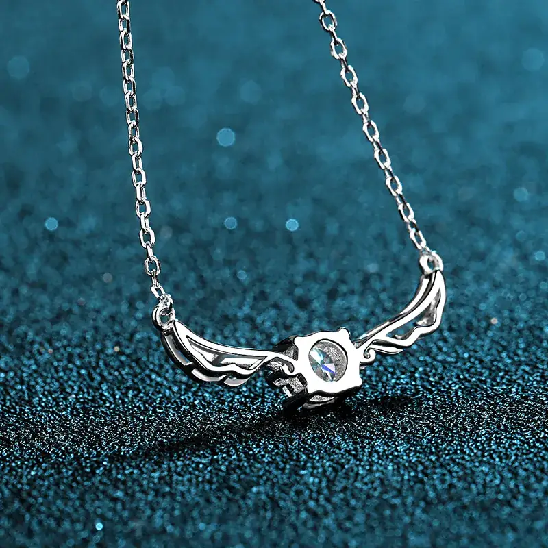 0.5 Ct Celestial Wings Moissanite Pendant And A  Free Chain : CelestialWingsPendant_AZ089-X