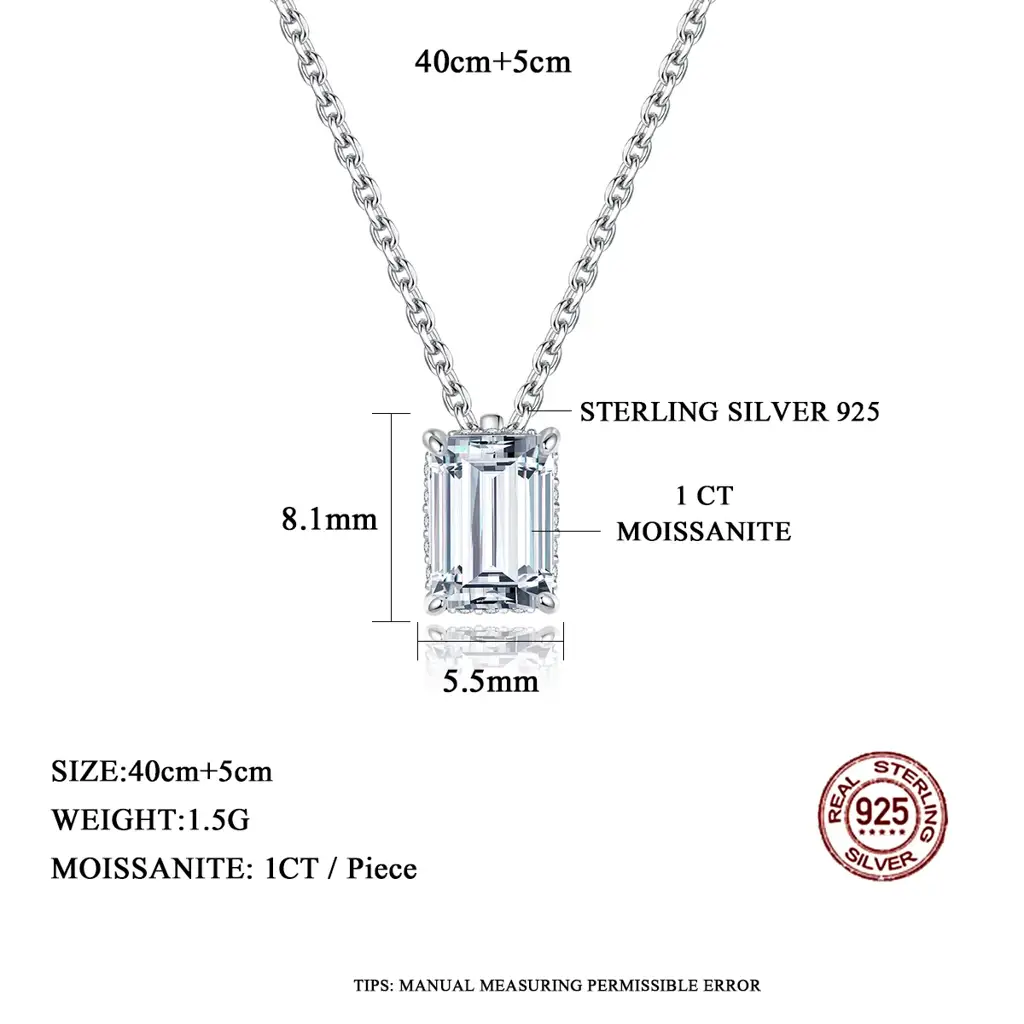 1 Ct Radiantedge Moissanite Necklace; Sterling Silver Glow; D Vvs1 : MSN22052411