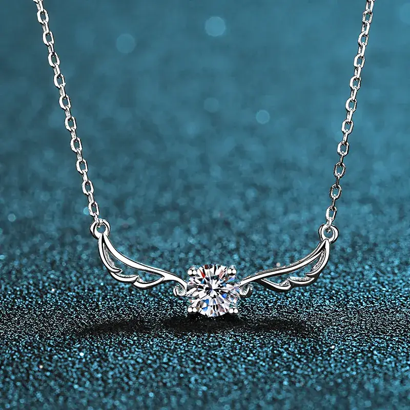 0.5 Ct Celestial Wings Moissanite Pendant And A  Free Chain : CelestialWingsPendant_AZ089-X