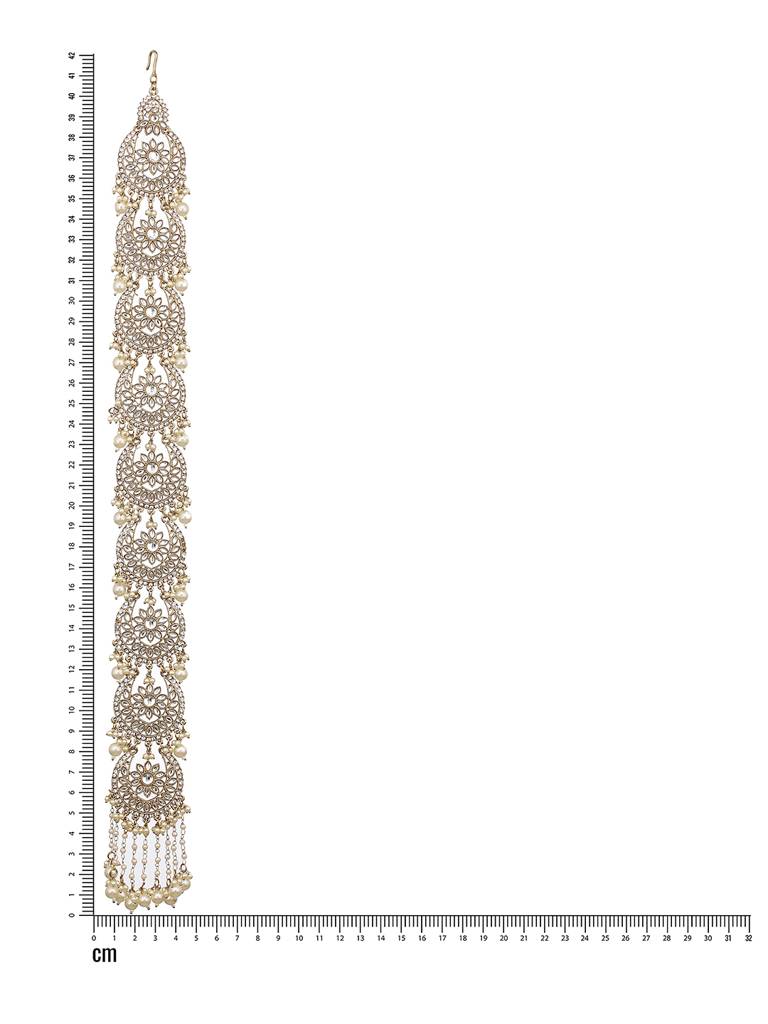 Kundan Studded & Pearl Beaded Embellished Choti Hair Accessory : HA-JS23-70112
