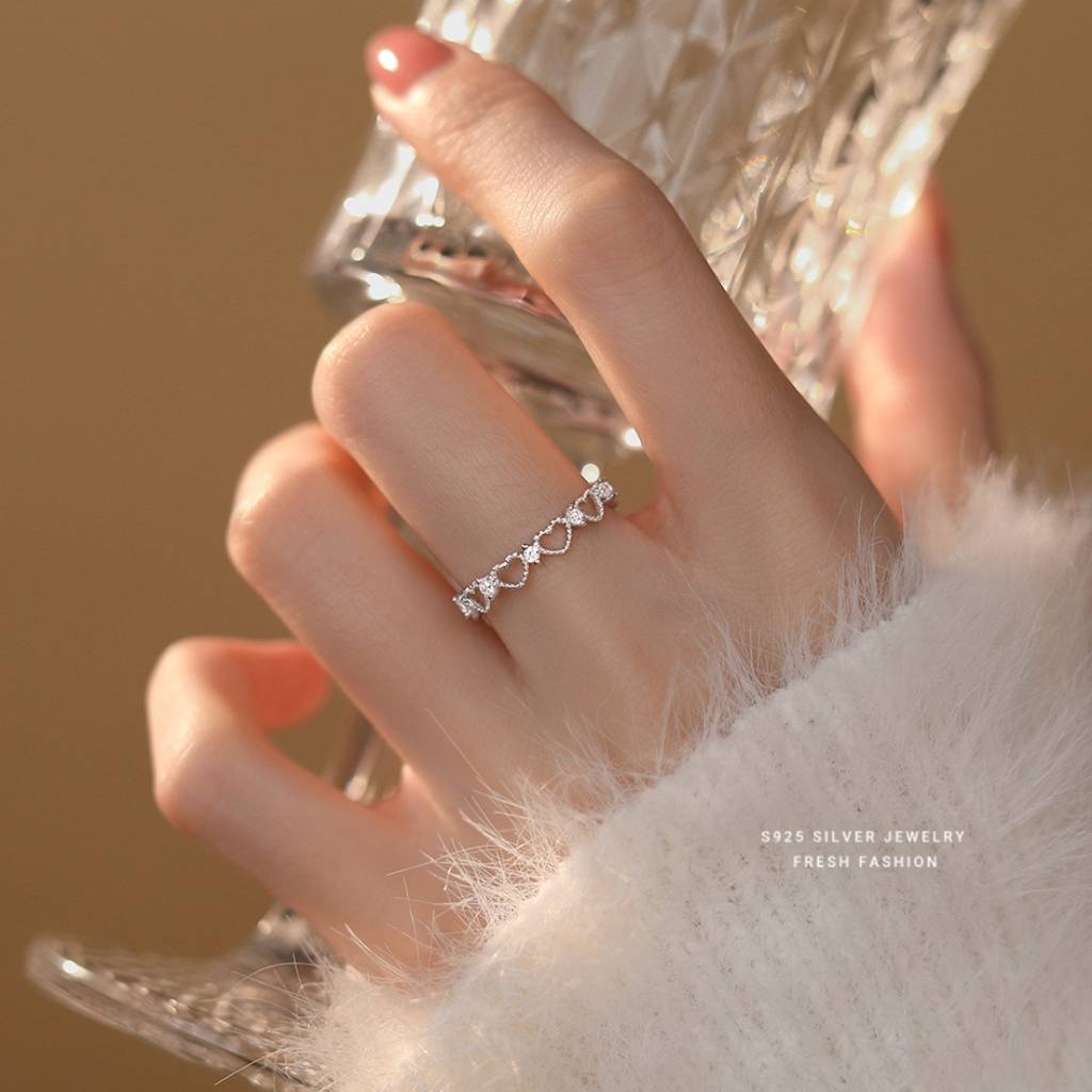 925 Sterling Silver Minimalist Heart Band Ring I Adjustable Silver Rings For Women & Girls : BRDK1552