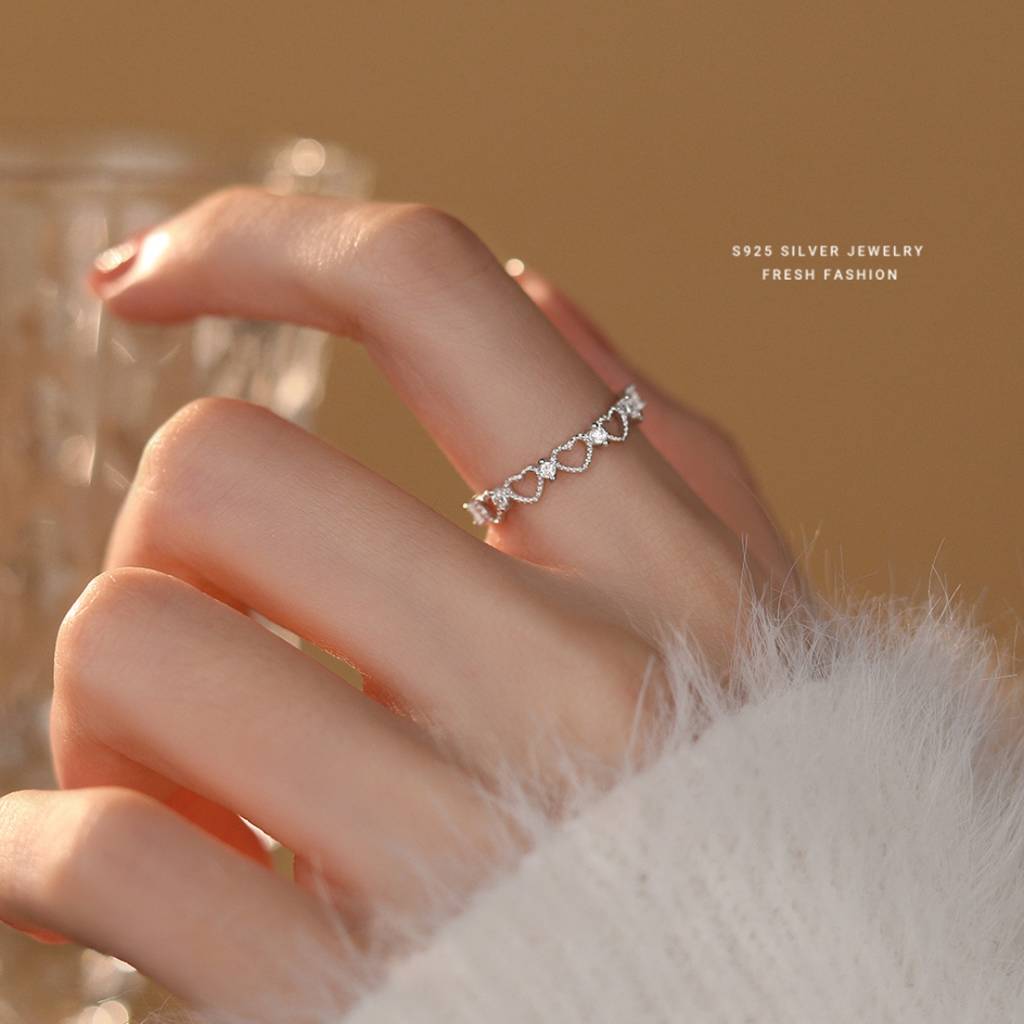 925 Sterling Silver Minimalist Heart Band Ring I Adjustable Silver Rings For Women & Girls : BRDK1552