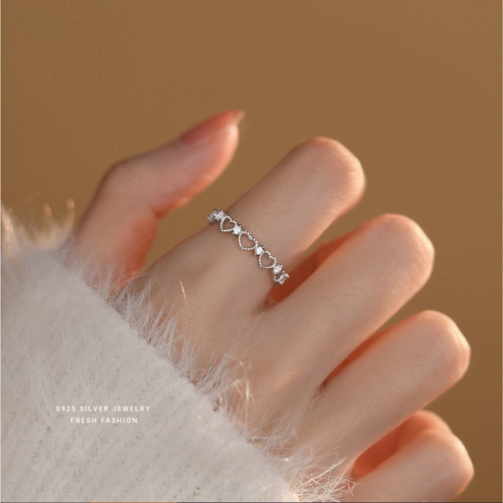 925 Sterling Silver Minimalist Heart Band Ring I Adjustable Silver Rings For Women & Girls : BRDK1552