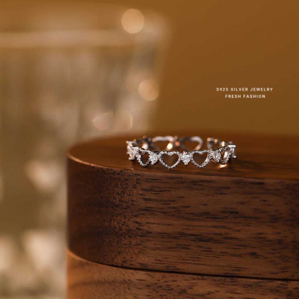 925 Sterling Silver Minimalist Heart Band Ring I Adjustable Silver Rings For Women & Girls : BRDK1552
