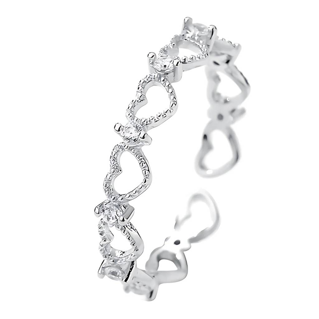 925 Sterling Silver Minimalist Heart Band Ring I Adjustable Silver Rings For Women & Girls : BRDK1552