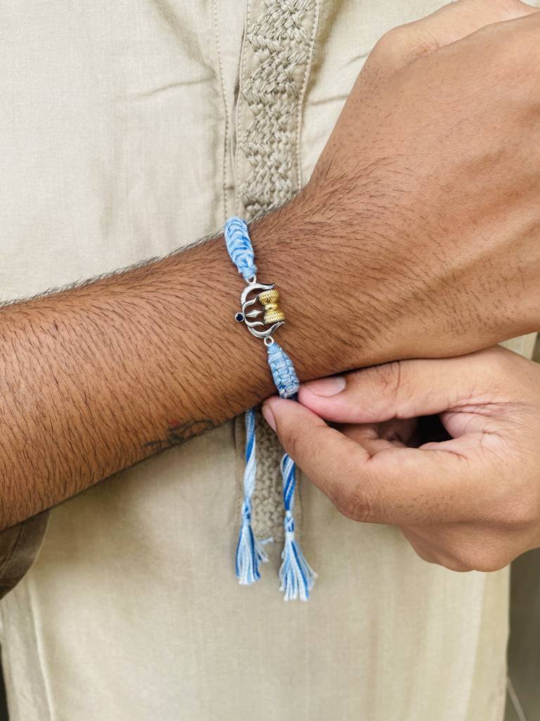 Handcrafted Shiva Rakhi In 925 Silver : HFRA023