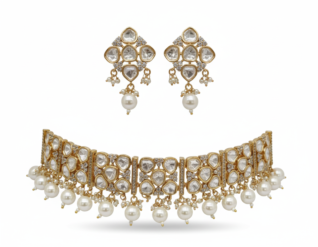 Jasmine Petal Kundan Set : HIV-11