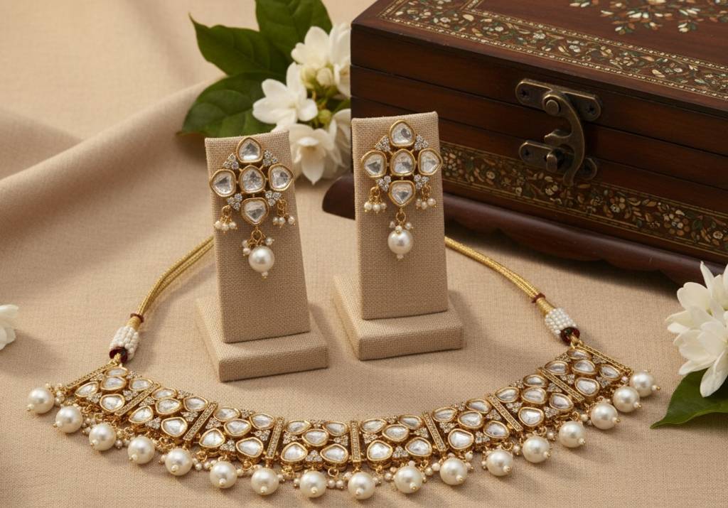 Jasmine Petal Kundan Set : HIV-11