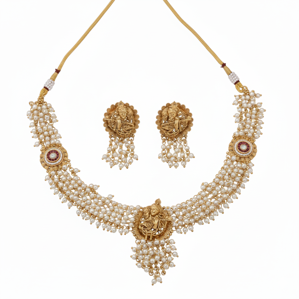 Radha-Krishna Rajwadi Choker : HIV-32