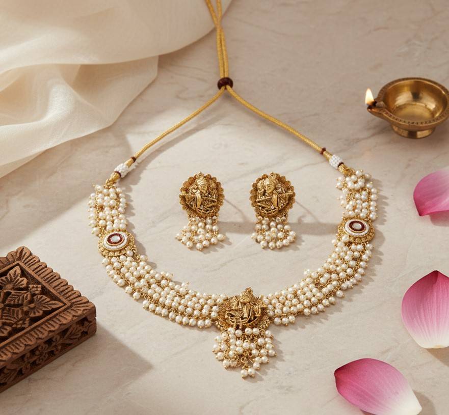 Radha-Krishna Rajwadi Choker : HIV-32