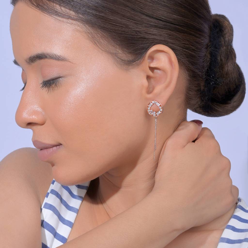 Bead Stone Threader Earrings : HJER1310