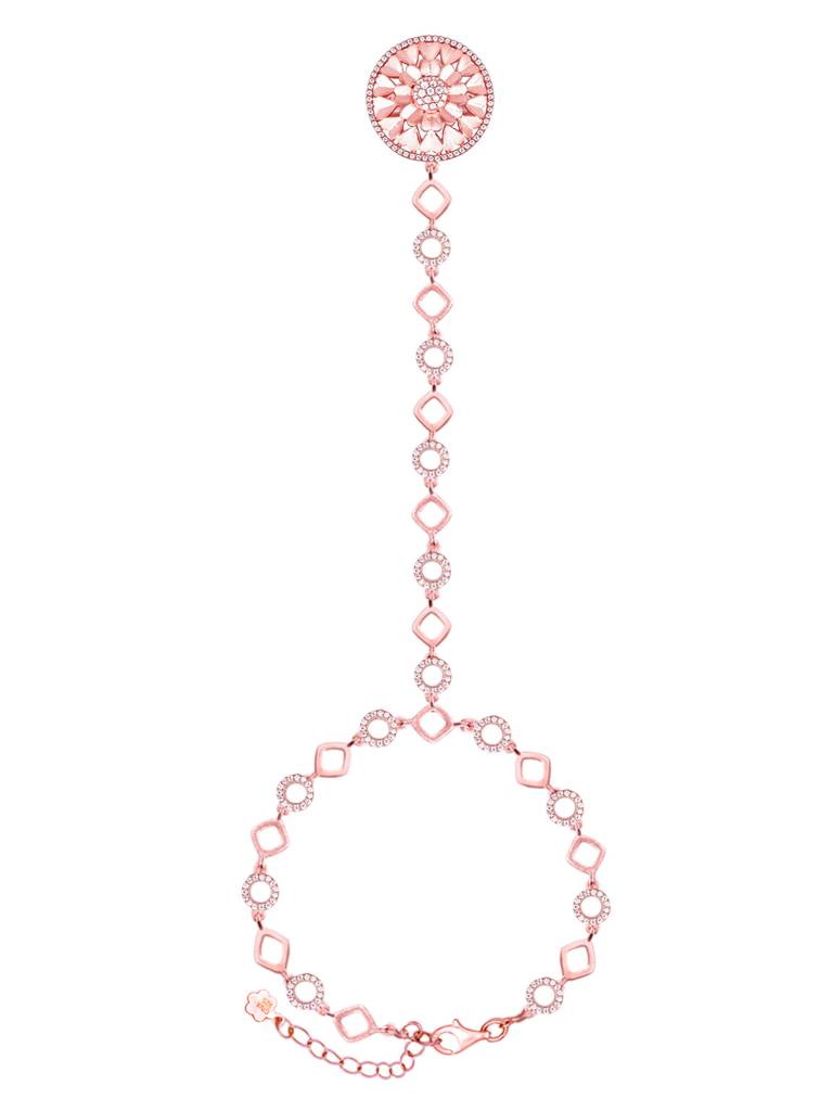 GIVA 925 Sterling Silver Rose Gold Majestic Cocktail Haathphool