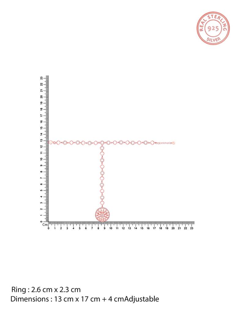 GIVA 925 Sterling Silver Rose Gold Majestic Cocktail Haathphool