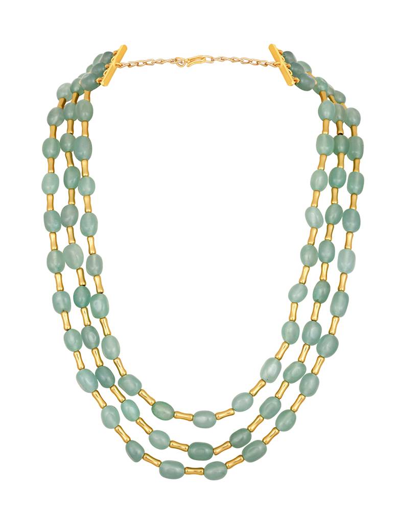 Gold Brass Polished Agate Layered Necklaces : HRNS240