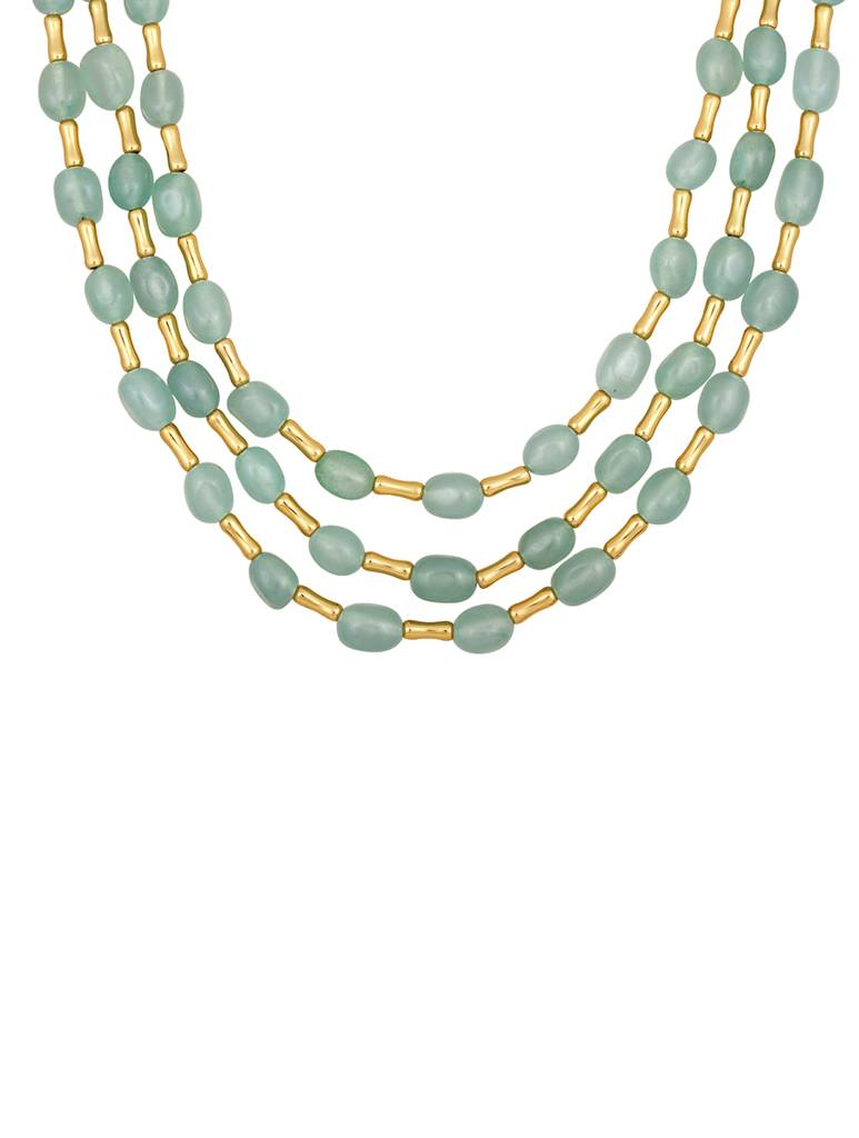 Gold Brass Polished Agate Layered Necklaces : HRNS240