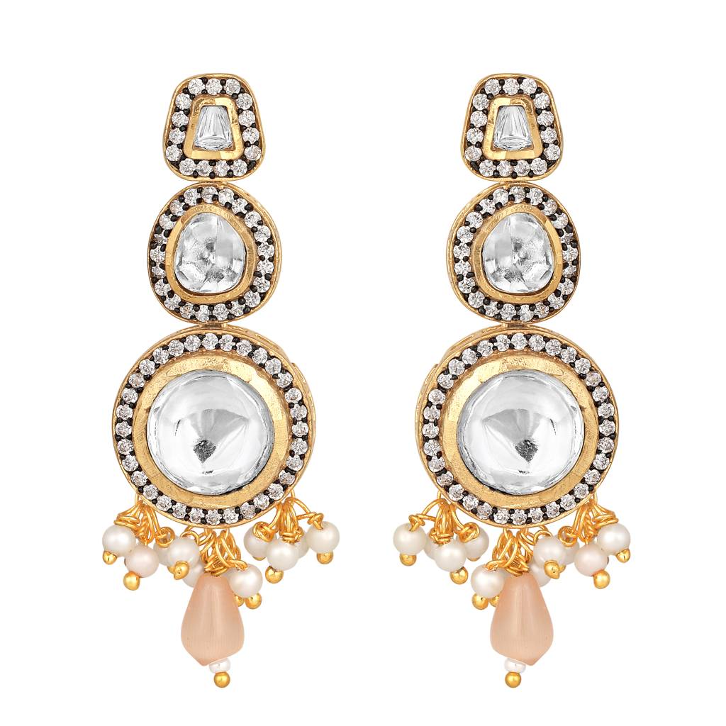 Micron Gold Polish Onyx Kidiya Pearl Mosanite Necklaces : HRNS-242