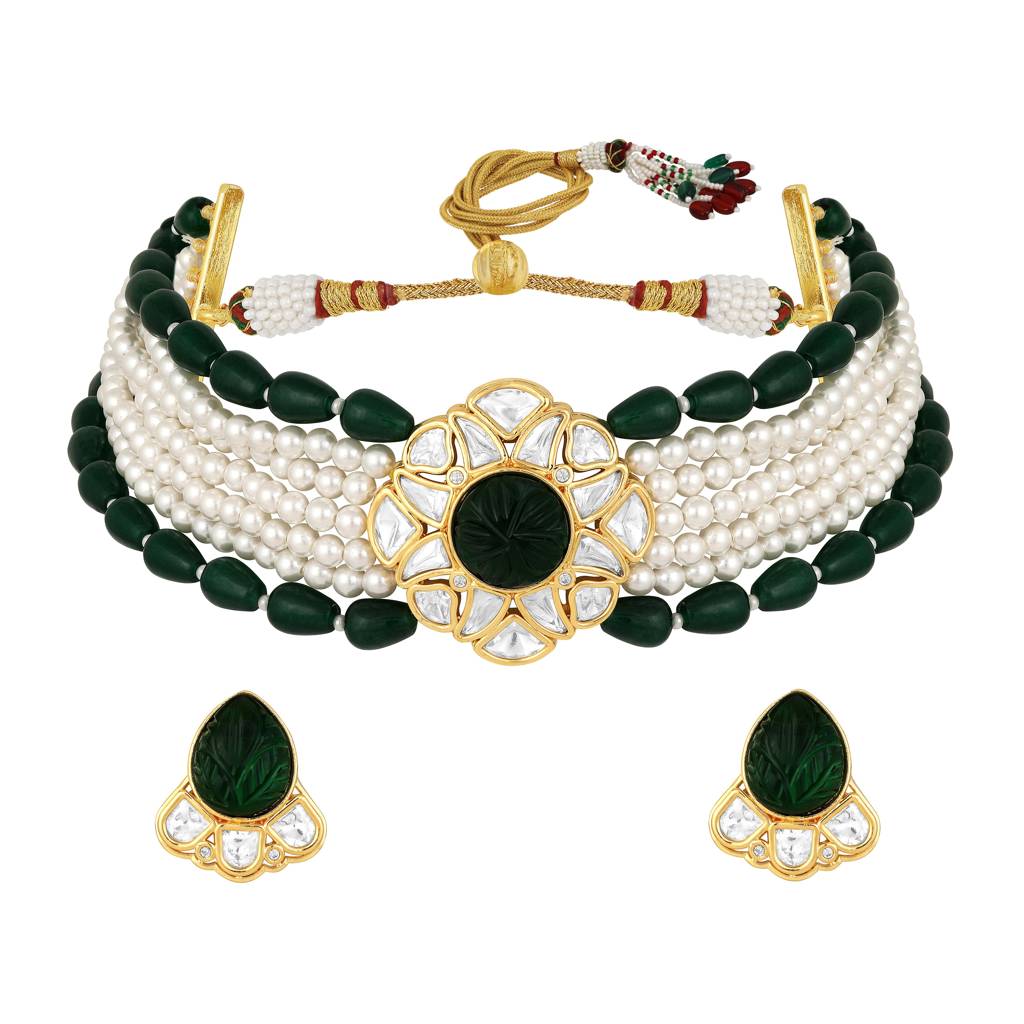 Micron Gold Polish Onyx Tumbles Mosanite Necklaces : HRNS-243