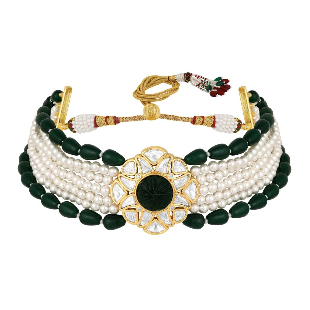 Micron Gold Polish Onyx Tumbles Mosanite Necklaces : HRNS-243