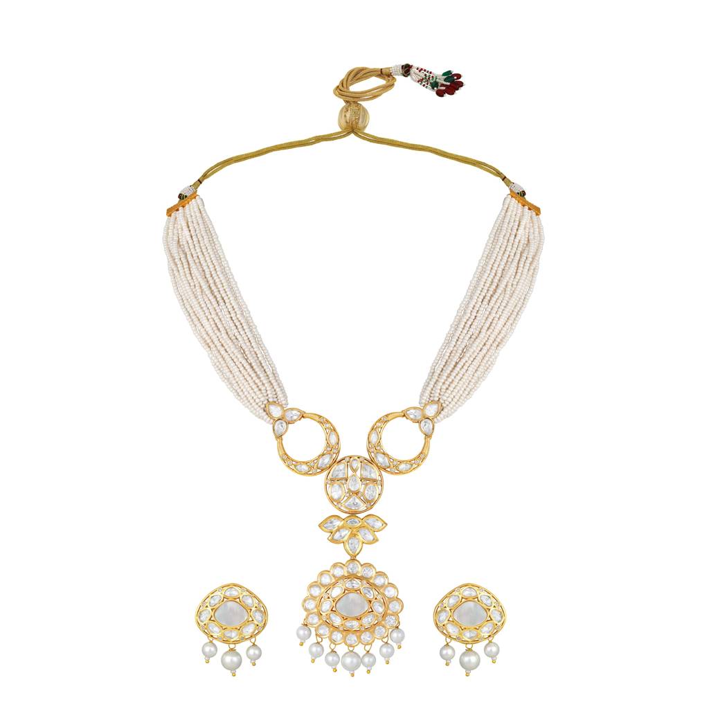 Micron Gold Polish Shell Pearl Jewellery Sets : HRNS-245
