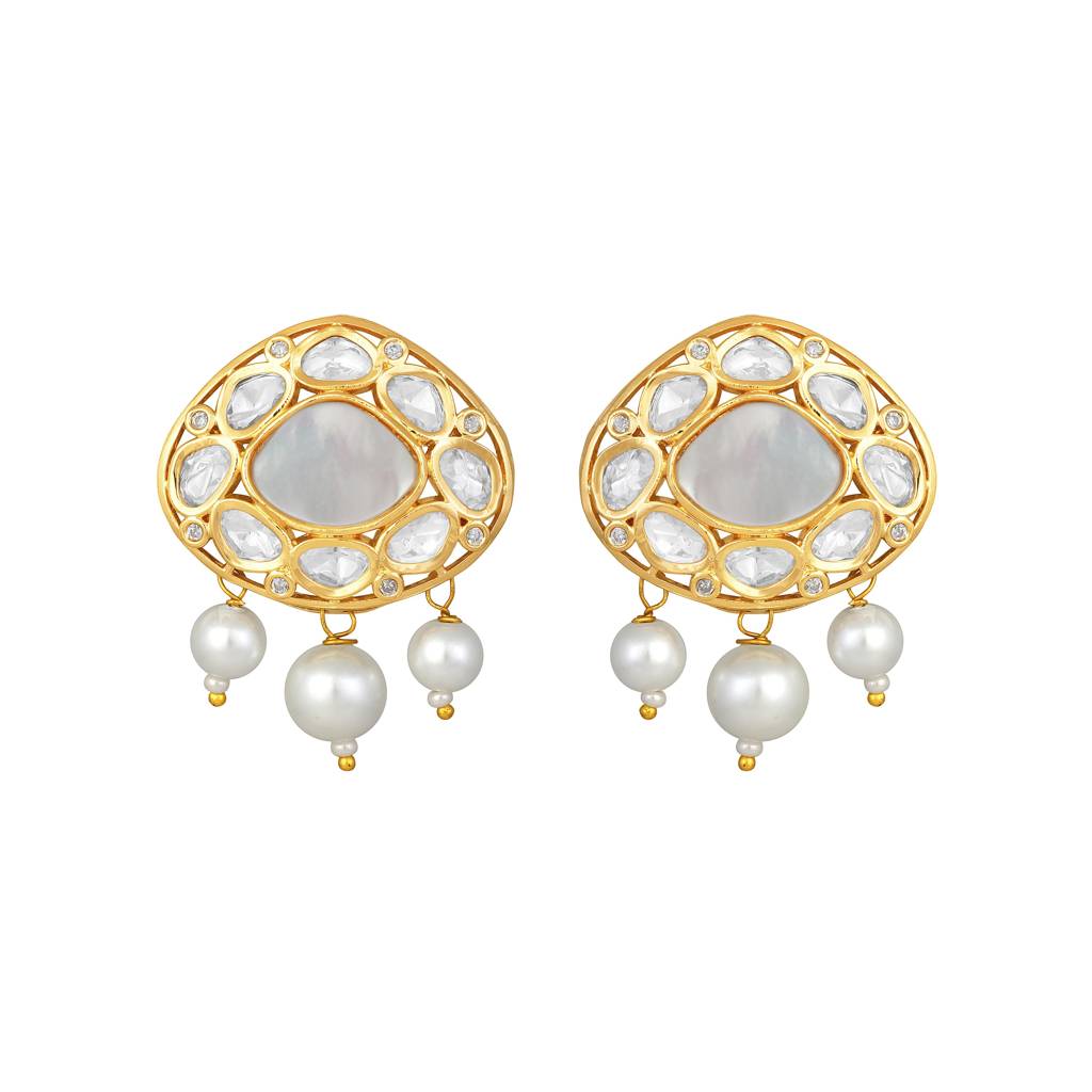 Micron Gold Polish Shell Pearl Jewellery Sets : HRNS-245