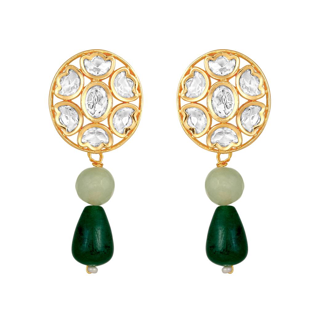 Micron Gold Polish Onyx Mosanite Jewellery-Set : HRNS-249