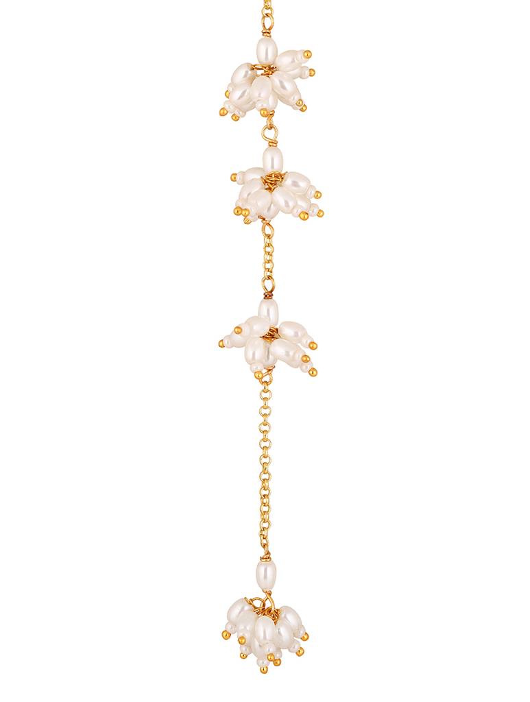 Gold Polished Pearl Long Pendant : HRNS265