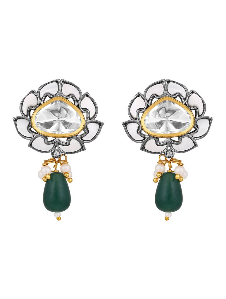 Micron Gold Polish Onyx Mother Of Pearl Mosanite Necklaces : HRNS-271