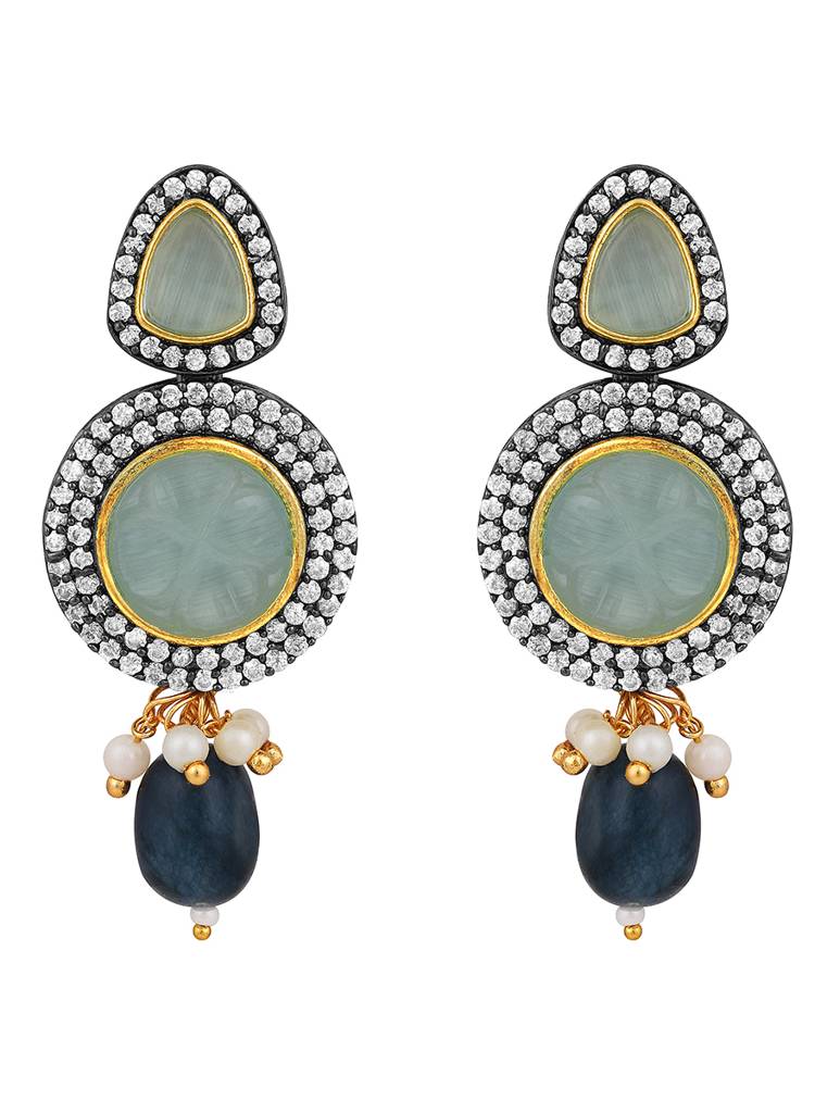 Micron-Gold Polish Onyx Tumbles Mosanite Necklaces : HRNS-274