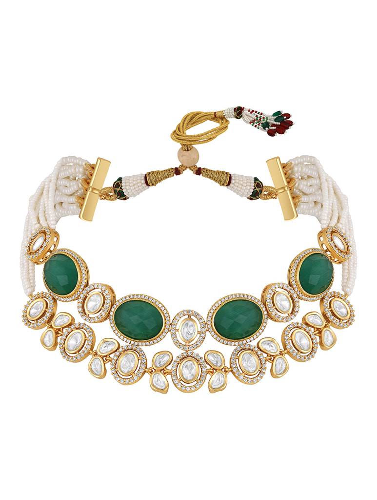 Micron Gold Polish Pearl Jewellery Sets : HRNS-275
