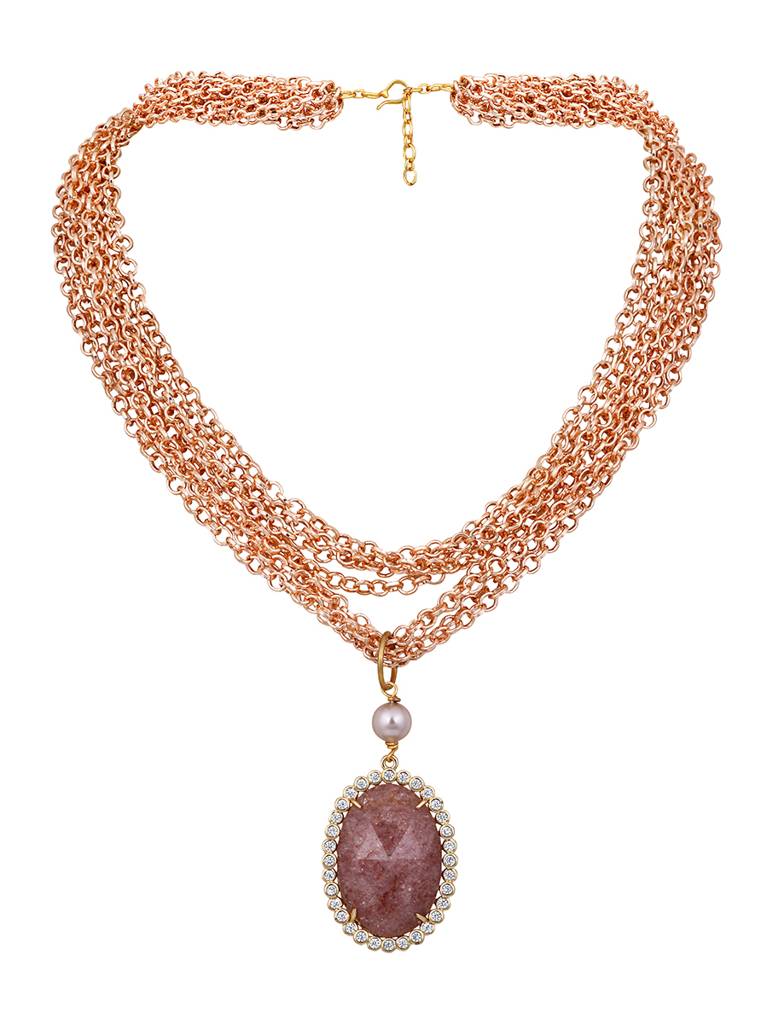 Micron-Gold Polish Onyx Mosanite Necklaces : HRNS-279