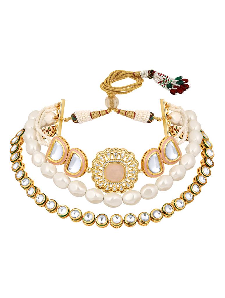 Micron Gold Polish Natural Onyx Mosanite Necklaces : HRNS-281
