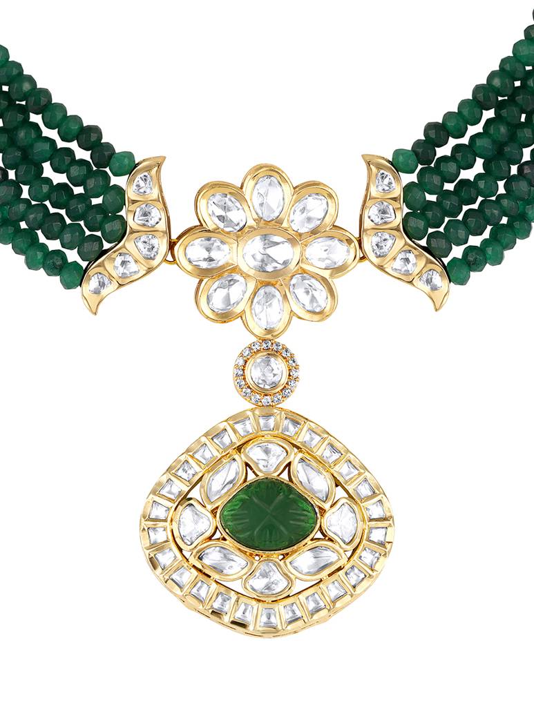Micron Gold-Polish Onyx Mosanite Jewellery Sets : HRNS-296