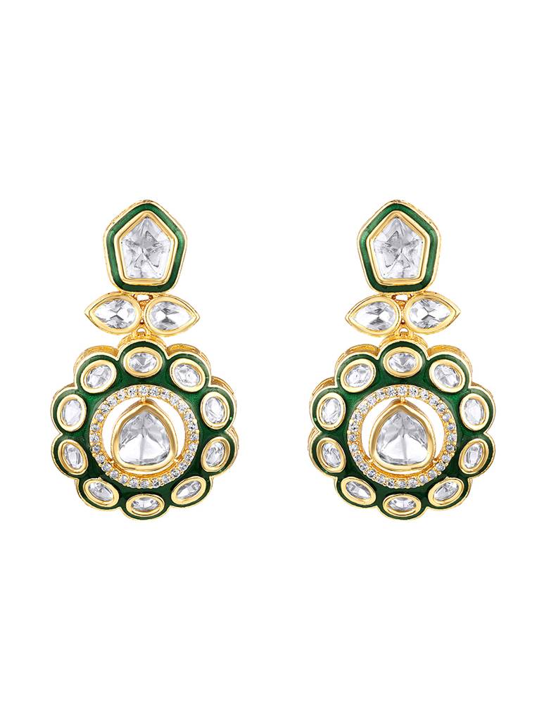 Micron Gold Polish Mosanite Jewellery Set : HRNS298