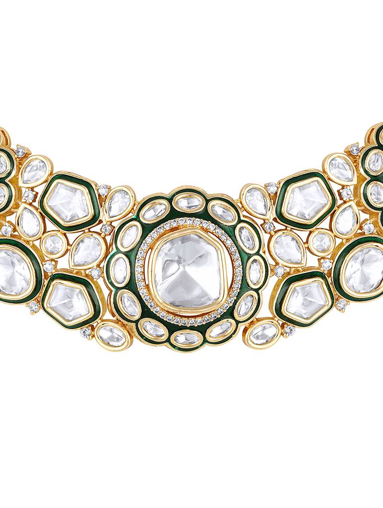 Micron Gold Polish Mosanite Jewellery Set : HRNS298