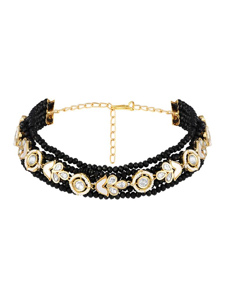 Micron Gold Polish Brass Agate Pearl Necklaces : HRNS305